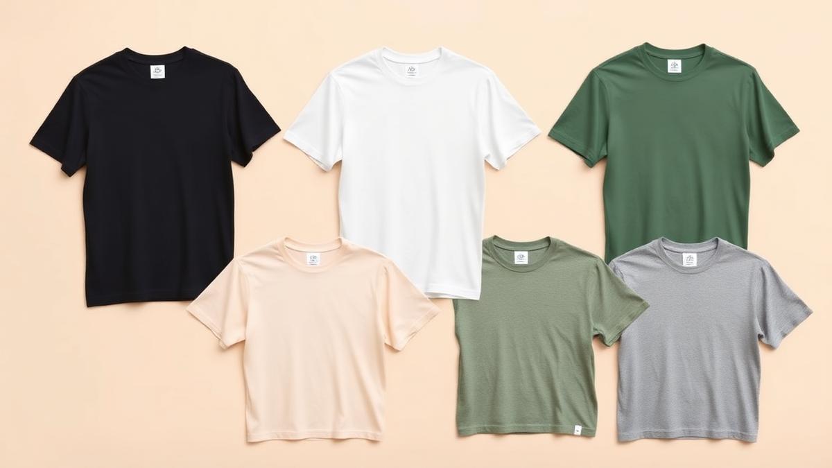 The same t-shirt shown in six colour variants arranged in a clean grid