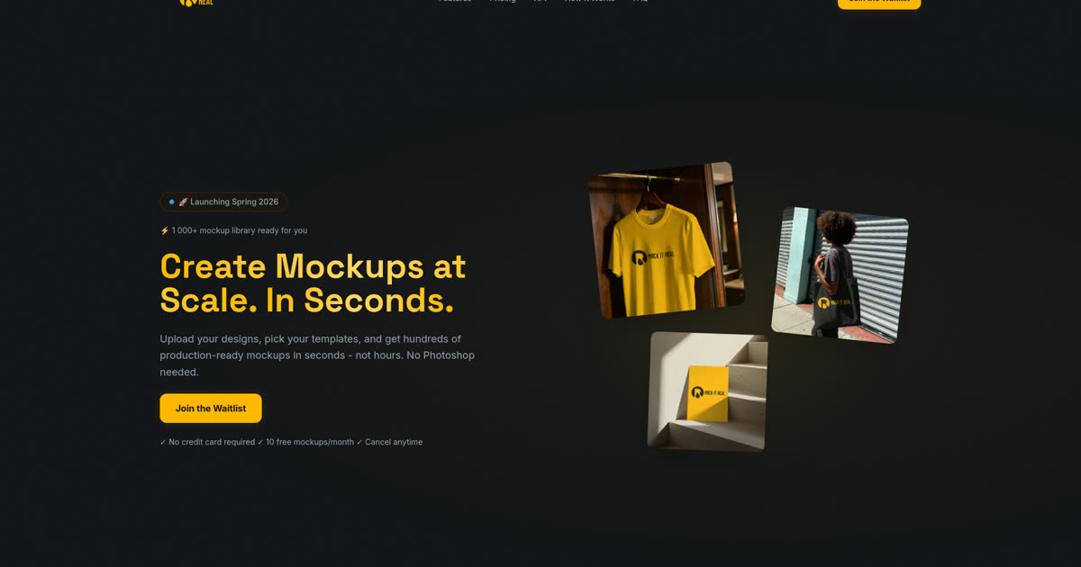 Screenshot of MockItReal, Bulk product mockups for print-on-demand sellers